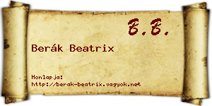 Berák Beatrix névjegykártya